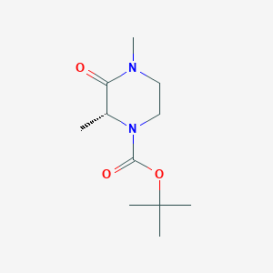 molecular formula C11H20N2O3 B14057387 tert-butyl (R)-2,4-dimethyl-3-oxopiperazine-1-carboxylate 