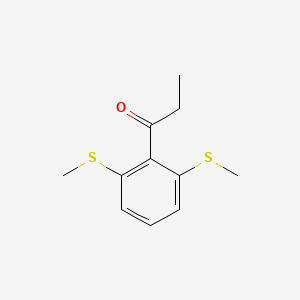 molecular formula C11H14OS2 B14057393 1-(2,6-Bis(methylthio)phenyl)propan-1-one 