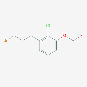 molecular formula C10H11BrClFO B14057408 1-(3-Bromopropyl)-2-chloro-3-(fluoromethoxy)benzene 