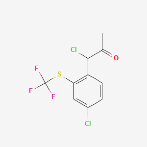 molecular formula C10H7Cl2F3OS B14057419 1-Chloro-1-(4-chloro-2-(trifluoromethylthio)phenyl)propan-2-one 