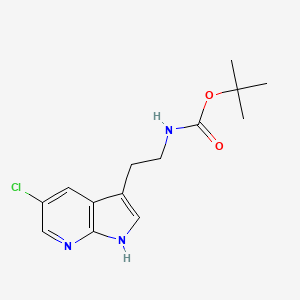 molecular formula C14H18ClN3O2 B14057422 tert-butyl (2-(5-chloro-1H-pyrrolo[2,3-b]pyridin-3-yl)ethyl)carbamate 