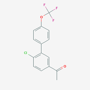 molecular formula C15H10ClF3O2 B14057460 1-(6-Chloro-4'-(trifluoromethoxy)biphenyl-3-yl)-ethanone 