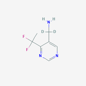 molecular formula C7H9F2N3 B14057499 1,1-Dideutero-1-[4-(1,1-difluoroethyl)-pyrimidin-5-yl]-methylamine 