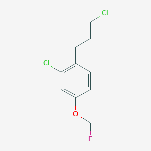 molecular formula C10H11Cl2FO B14057526 1-Chloro-2-(3-chloropropyl)-5-(fluoromethoxy)benzene 