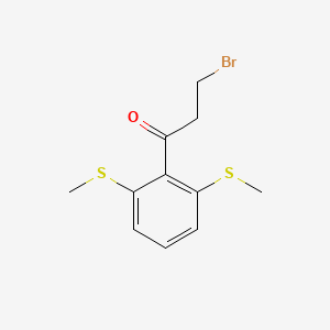 molecular formula C11H13BrOS2 B14057570 1-(2,6-Bis(methylthio)phenyl)-3-bromopropan-1-one 