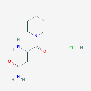 molecular formula C9H18ClN3O2 B1405758 3-Amino-4-oxo-4-piperidin-1-ylbutanamide hydrochloride CAS No. 2197417-53-9