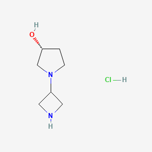 molecular formula C7H15ClN2O B1405763 (R)-1-(Azetidin-3-yl)pyrrolidin-3-ol hydrochloride CAS No. 1449131-16-1