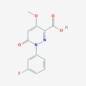 molecular formula C12H9FN2O4 B1405764 1-(3-Fluorophenyl)-4-methoxy-6-oxo-1,6-dihydropyridazine-3-carboxylic acid CAS No. 1638612-42-6
