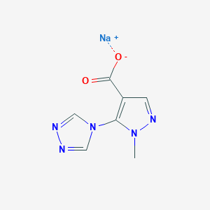 molecular formula C7H6N5NaO2 B1405765 sodium 1-methyl-5-(4H-1,2,4-triazol-4-yl)-1H-pyrazole-4-carboxylate CAS No. 1803607-20-6