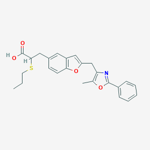 molecular formula C25H25NO4S B140577 3-(2-((5-甲基-2-苯基恶唑-4-基)甲基)苯并呋喃-5-基)-2-(丙基硫基)丙酸 CAS No. 150563-61-4