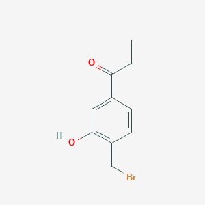 molecular formula C10H11BrO2 B14057739 1-(4-(Bromomethyl)-3-hydroxyphenyl)propan-1-one 