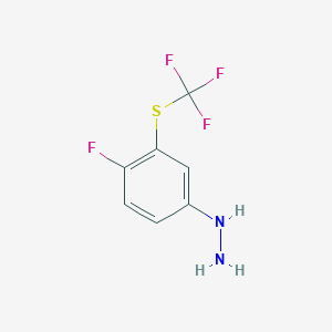 molecular formula C7H6F4N2S B14057851 1-(4-Fluoro-3-(trifluoromethylthio)phenyl)hydrazine 