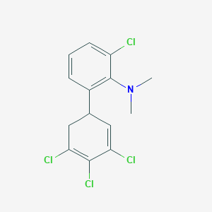 molecular formula C14H13Cl4N B14057861 [2-Chloro-6-(3,4,5-trichlorocyclohexa-2,4-dienyl)-phenyl]-dimethyl-amine 