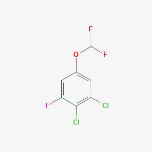 molecular formula C7H3Cl2F2IO B14057870 1,2-Dichloro-5-difluoromethoxy-3-iodobenzene 