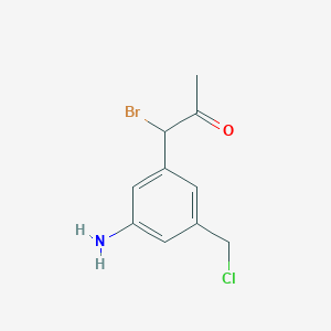 molecular formula C10H11BrClNO B14057877 1-(3-Amino-5-(chloromethyl)phenyl)-1-bromopropan-2-one 