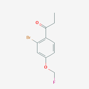 molecular formula C10H10BrFO2 B14057886 1-(2-Bromo-4-(fluoromethoxy)phenyl)propan-1-one 