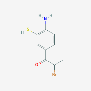 molecular formula C9H10BrNOS B14057918 1-(4-Amino-3-mercaptophenyl)-2-bromopropan-1-one 