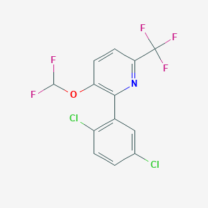 molecular formula C13H6Cl2F5NO B14057992 2-(2,5-Dichlorophenyl)-3-(difluoromethoxy)-6-(trifluoromethyl)pyridine 