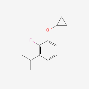 molecular formula C12H15FO B14058033 1-Cyclopropoxy-2-fluoro-3-isopropylbenzene 