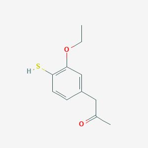 molecular formula C11H14O2S B14058036 1-(3-Ethoxy-4-mercaptophenyl)propan-2-one 