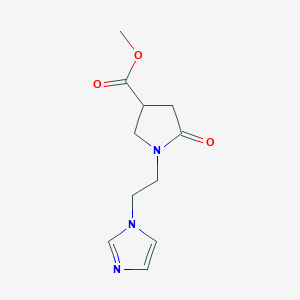 molecular formula C11H15N3O3 B1405804 1-[2-(1H-咪唑-1-基)乙基]-5-氧代吡咯烷-3-羧酸甲酯 CAS No. 1355334-77-8