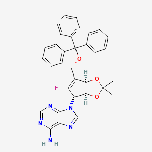 molecular formula C33H30FN5O3 B1405811 9-((3As,4s,6ar)-5-fluoro-2,2-dimethyl-6-(trityloxymethyl)-4,6a-dihydro-3ah-cyclopenta[d][1,3]dioxol-4-yl)-9h-purin-6-amine CAS No. 805245-44-7