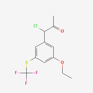 molecular formula C12H12ClF3O2S B14058135 1-Chloro-1-(3-ethoxy-5-(trifluoromethylthio)phenyl)propan-2-one 