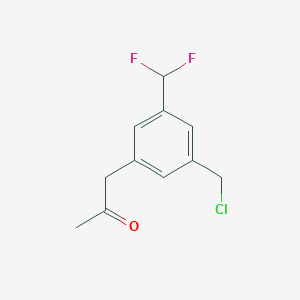 molecular formula C11H11ClF2O B14058171 1-(3-(Chloromethyl)-5-(difluoromethyl)phenyl)propan-2-one 