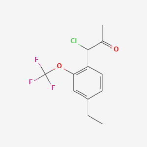 molecular formula C12H12ClF3O2 B14058201 1-Chloro-1-(4-ethyl-2-(trifluoromethoxy)phenyl)propan-2-one 