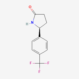 molecular formula C11H10F3NO B14058358 (S)-5-(4-(Trifluoromethyl)phenyl)pyrrolidin-2-one 