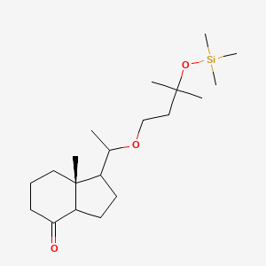 molecular formula C20H38O3Si B14058368 (7aR)-7a-methyl-1-[1-(3-methyl-3-trimethylsilyloxybutoxy)ethyl]-2,3,3a,5,6,7-hexahydro-1H-inden-4-one 