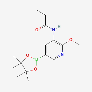 molecular formula C15H23BN2O4 B1405837 n-(2-甲氧基-5-(4,4,5,5-四甲基-1,3,2-二氧杂硼环-2-基)吡啶-3-基)丙酰胺 CAS No. 1425335-61-0