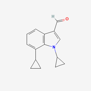 molecular formula C15H15NO B1405853 1,7-二环丙基-1H-吲哚-3-甲醛 CAS No. 1350760-61-0