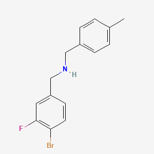 molecular formula C15H15BrFN B1405894 [(4-Bromo-3-fluorophenyl)methyl][(4-methylphenyl)methyl]amine CAS No. 1498345-25-7