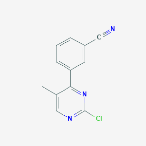 molecular formula C12H8ClN3 B1405930 3-(2-氯-5-甲基嘧啶-4-基)苯甲腈 CAS No. 1292317-92-0