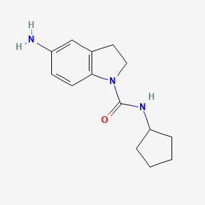 molecular formula C14H19N3O B1405947 5-Amino-N-cyclopentyl-2,3-dihydro-1H-indole-1-carboxamide CAS No. 1540886-84-7