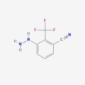 molecular formula C8H6F3N3 B14059751 1-(3-Cyano-2-(trifluoromethyl)phenyl)hydrazine 