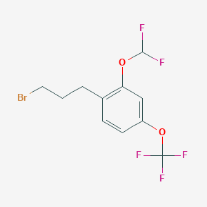 molecular formula C11H10BrF5O2 B14059764 1-(3-Bromopropyl)-2-(difluoromethoxy)-4-(trifluoromethoxy)benzene 