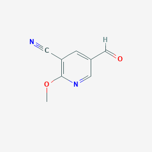 molecular formula C8H6N2O2 B14060249 5-Formyl-2-methoxynicotinonitrile 