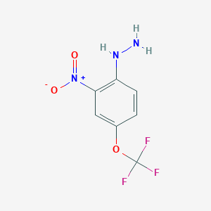 molecular formula C7H6F3N3O3 B14060304 1-(2-Nitro-4-(trifluoromethoxy)phenyl)hydrazine 