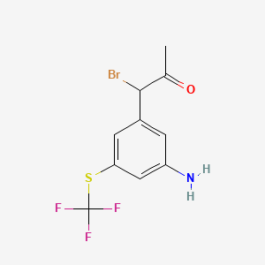 molecular formula C10H9BrF3NOS B14060310 1-(3-Amino-5-(trifluoromethylthio)phenyl)-1-bromopropan-2-one 