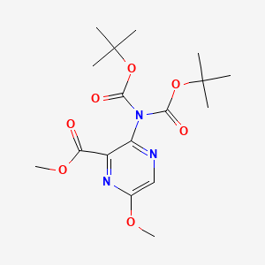 molecular formula C17H25N3O7 B14060503 Methyl 3-(bis(tert-butoxycarbonyl)amino)-6-methoxypyrazine-2-carboxylate 