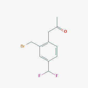 molecular formula C11H11BrF2O B14060512 1-(2-(Bromomethyl)-4-(difluoromethyl)phenyl)propan-2-one 