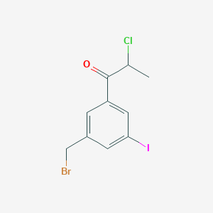 molecular formula C10H9BrClIO B14060555 1-(3-(Bromomethyl)-5-iodophenyl)-2-chloropropan-1-one 