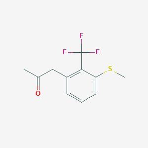 molecular formula C11H11F3OS B14060565 1-(3-(Methylthio)-2-(trifluoromethyl)phenyl)propan-2-one 