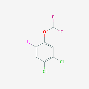 molecular formula C7H3Cl2F2IO B14060616 1,2-Dichloro-4-difluoromethoxy-5-iodobenzene 