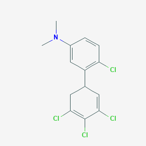 molecular formula C14H13Cl4N B14060628 [4-Chloro-3-(3,4,5-trichlorocyclohexa-2,4-dienyl)-phenyl]-dimethyl-amine 