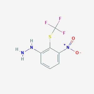 molecular formula C7H6F3N3O2S B14060642 1-(3-Nitro-2-(trifluoromethylthio)phenyl)hydrazine 