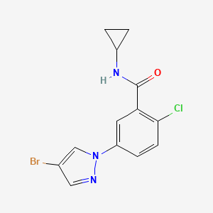 molecular formula C13H11BrClN3O B14060651 5-(4-Bromo-1H-pyrazol-1-yl)-2-chloro-N-cyclopropylbenzamide 