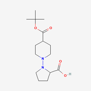 1-[4-[(2-Methylpropan-2-yl)oxycarbonyl]piperidin-1-yl]pyrrolidine-2-carboxylic acid